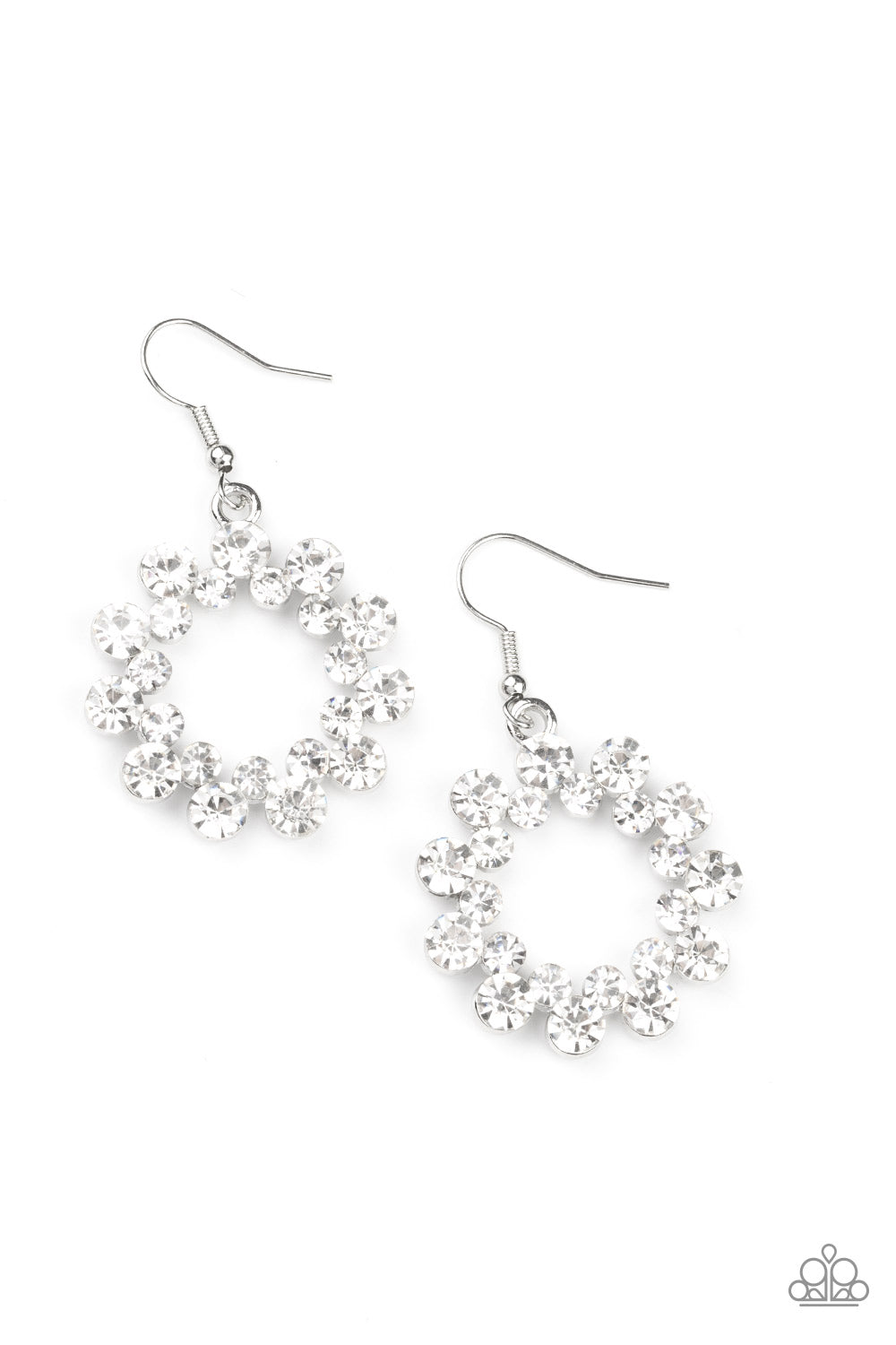 Champagne Bubbles - White Paparazzi Earring