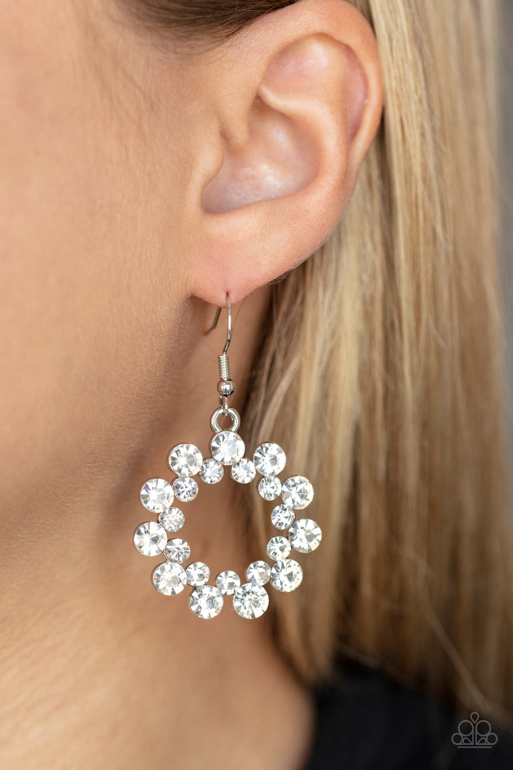 Champagne Bubbles - White Paparazzi Earring