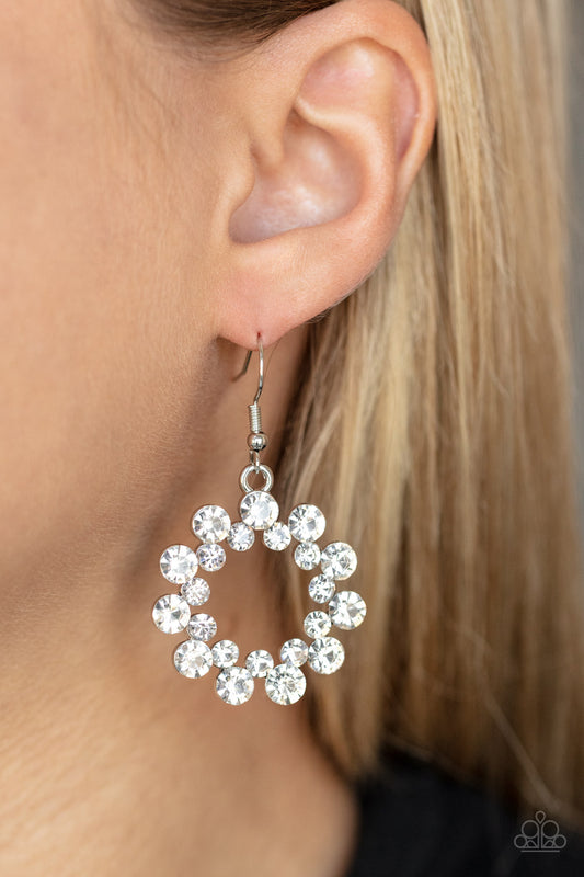 Champagne Bubbles - White Paparazzi Earring