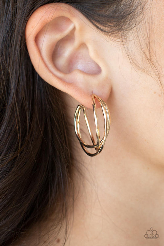 City Contour - Gold Paparazzi Earrings