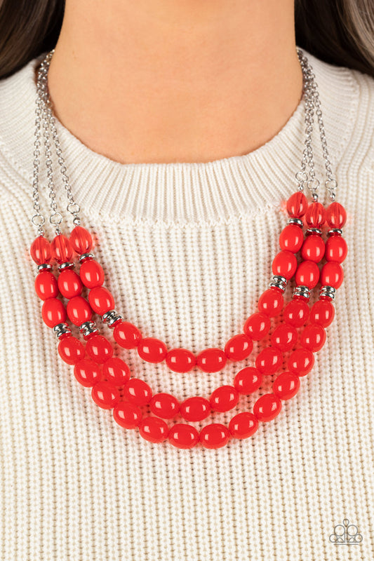 Coastal Cruise - Red Paparazzi Necklace