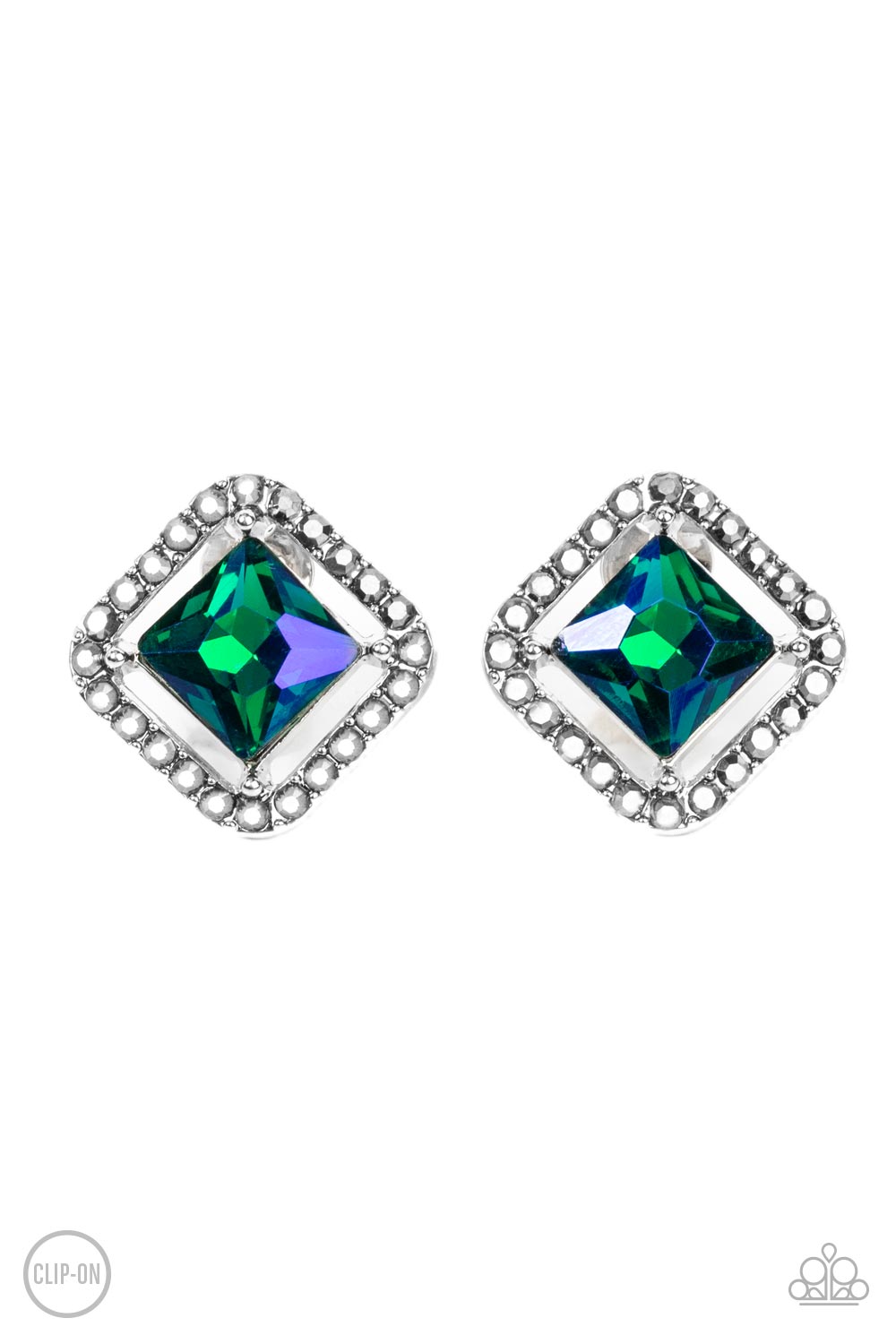 Paparazzi Cosmic Catwalk - Green Earrings - Clip-On