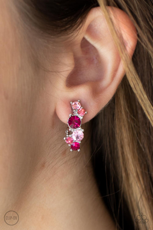 Paparazzi Cosmic Celebration - Pink Earrings-Clip On