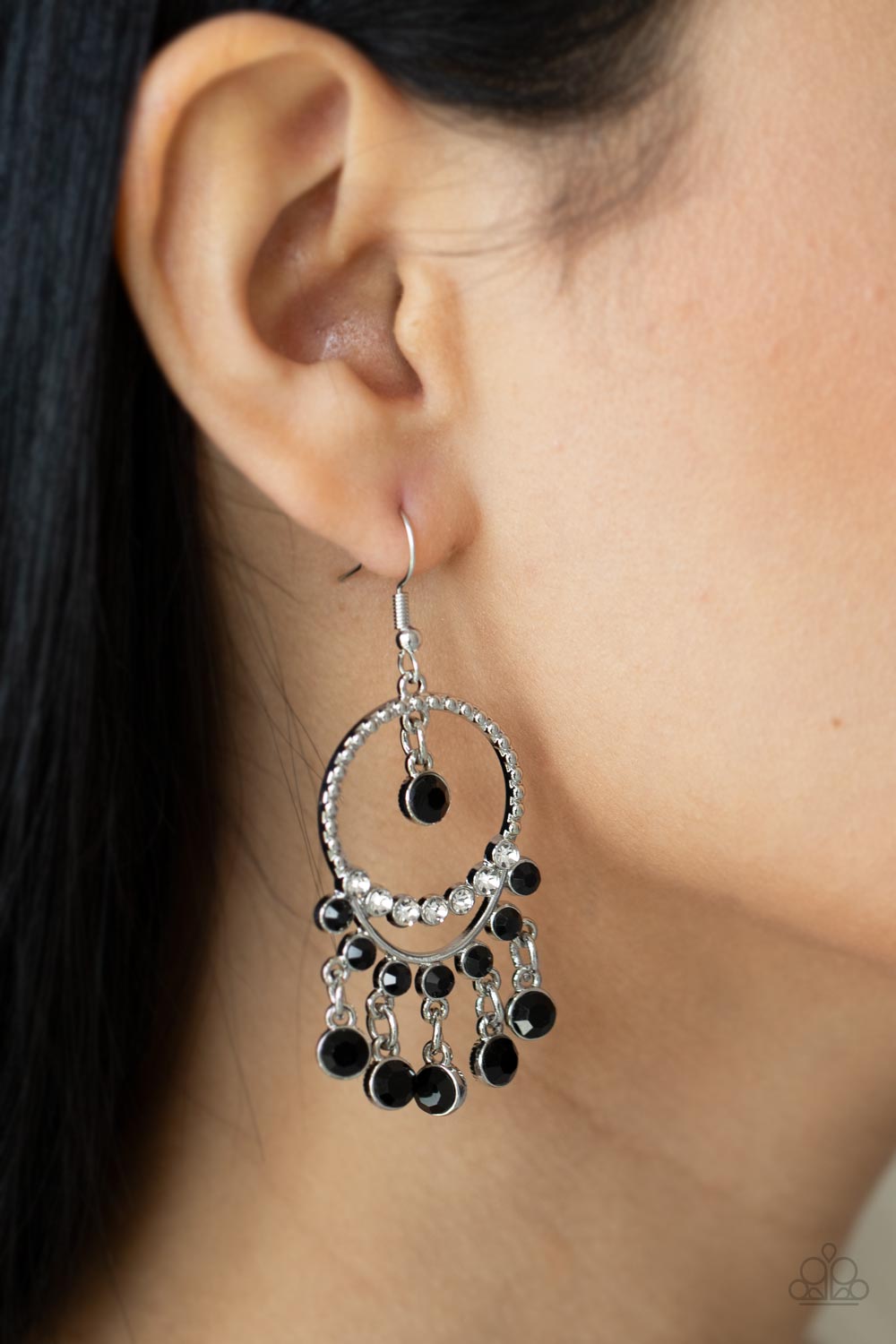 Cosmic Chandeliers - Black Paparazzi Earrings