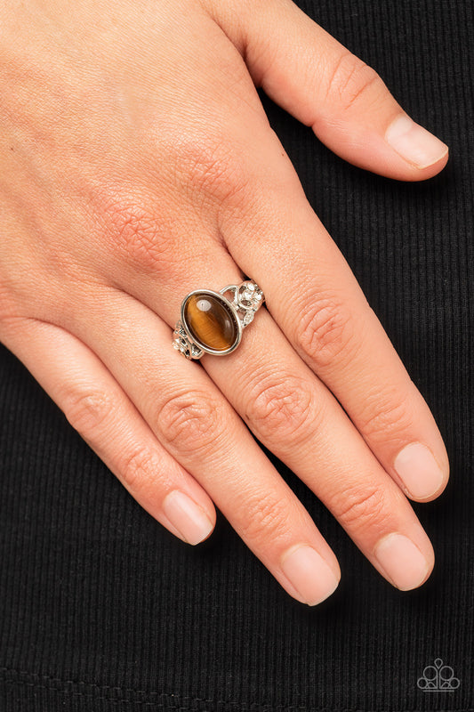 Crystals and Cats Eye - Brown Paparazzi Ring