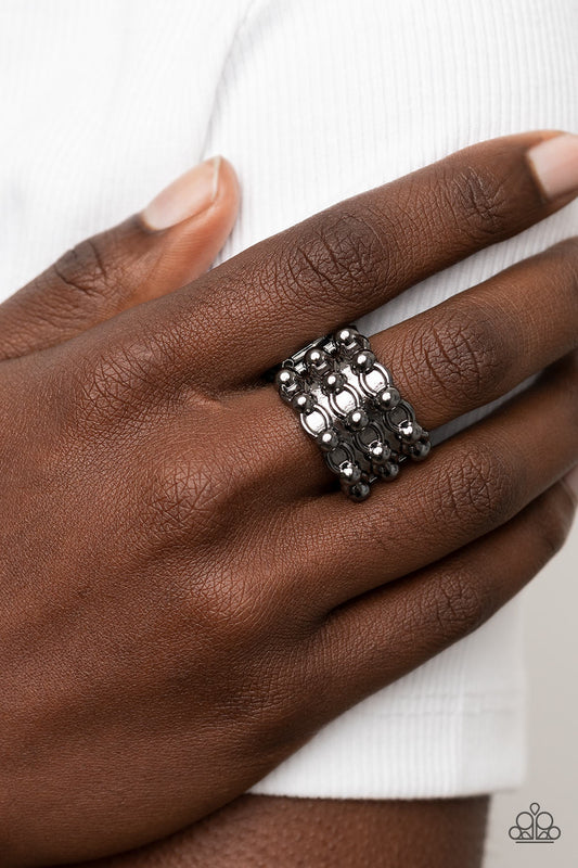 Dauntless Demeanor - Black Paparazzi Ring