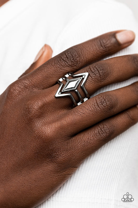 Deceivingly Diamond - Black Paparazzi Ring