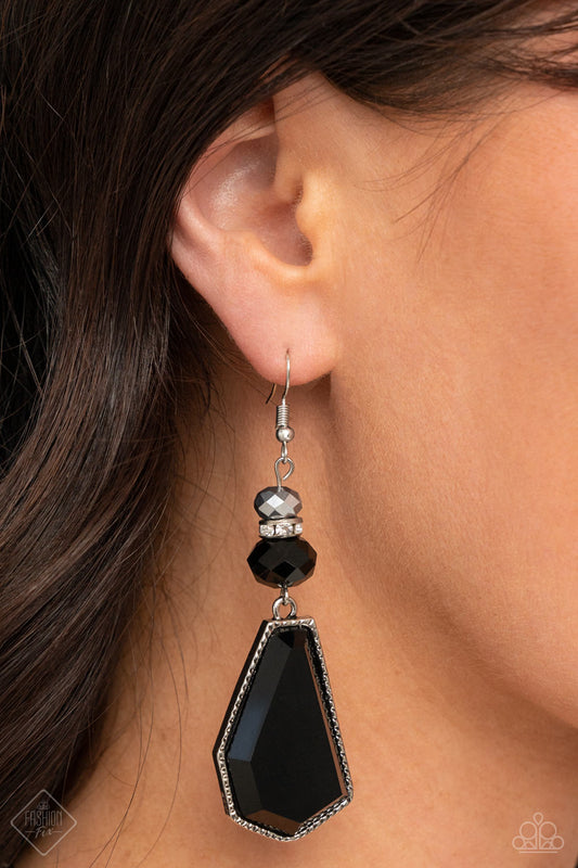 Defaced Dimension - Black Paparazzi Earrings