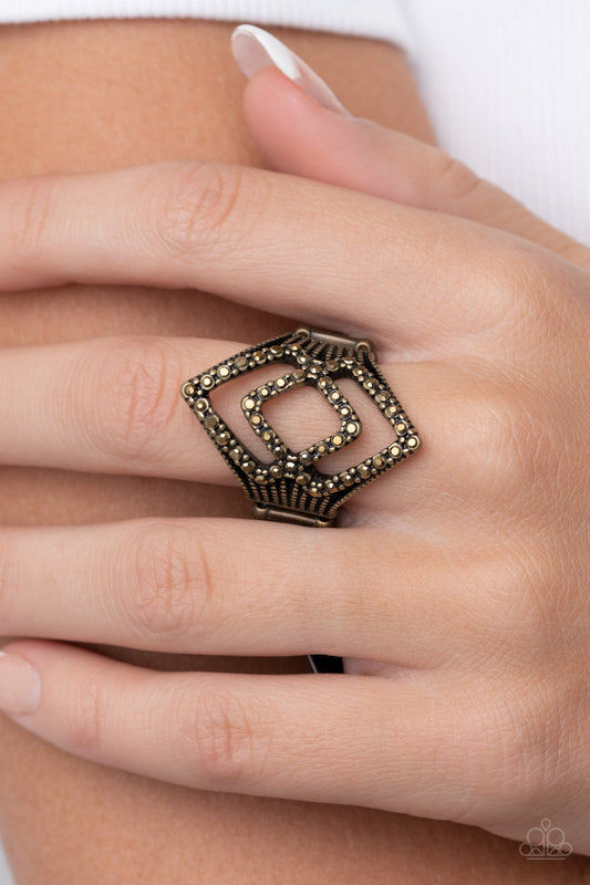 Diamond Duet - Brass Paparazzi Ring