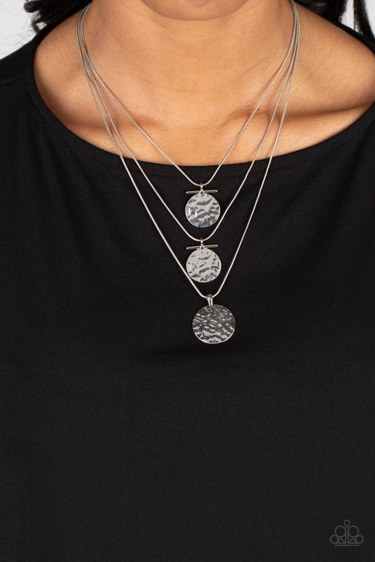 Paparazzi Dizzying Discs - Silver Necklace