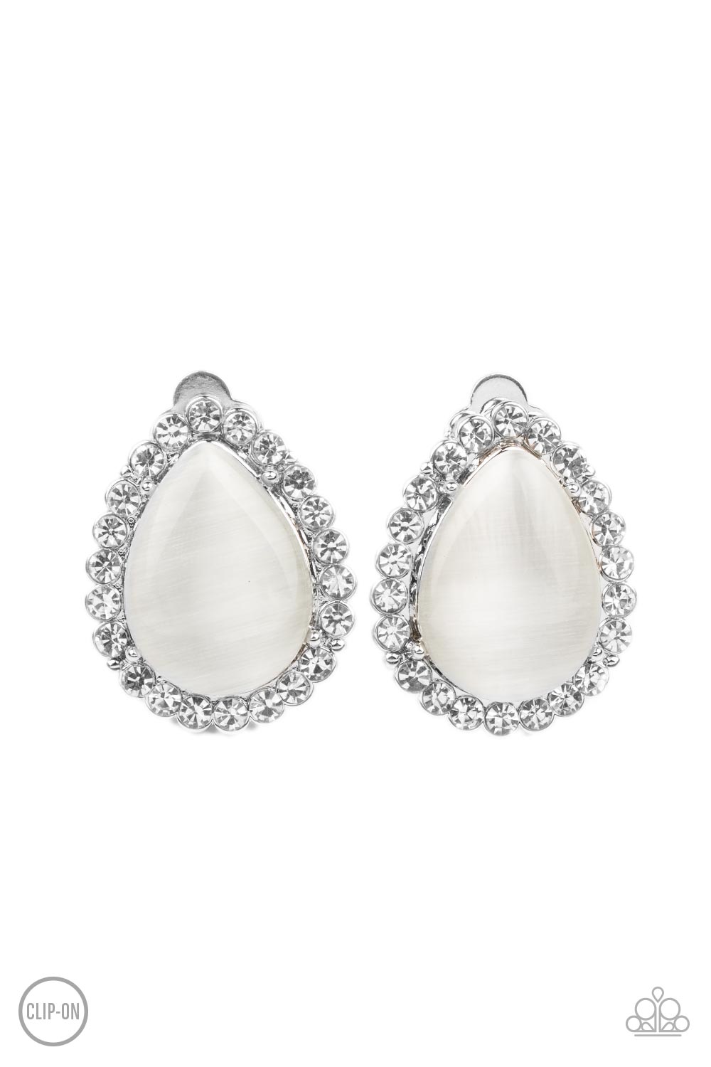 Paparazzi Downright Demure - White Earrings Clip-On