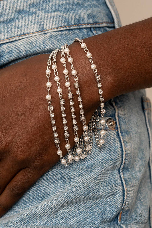 Experienced in Elegance - White Paparazzi Bracelet