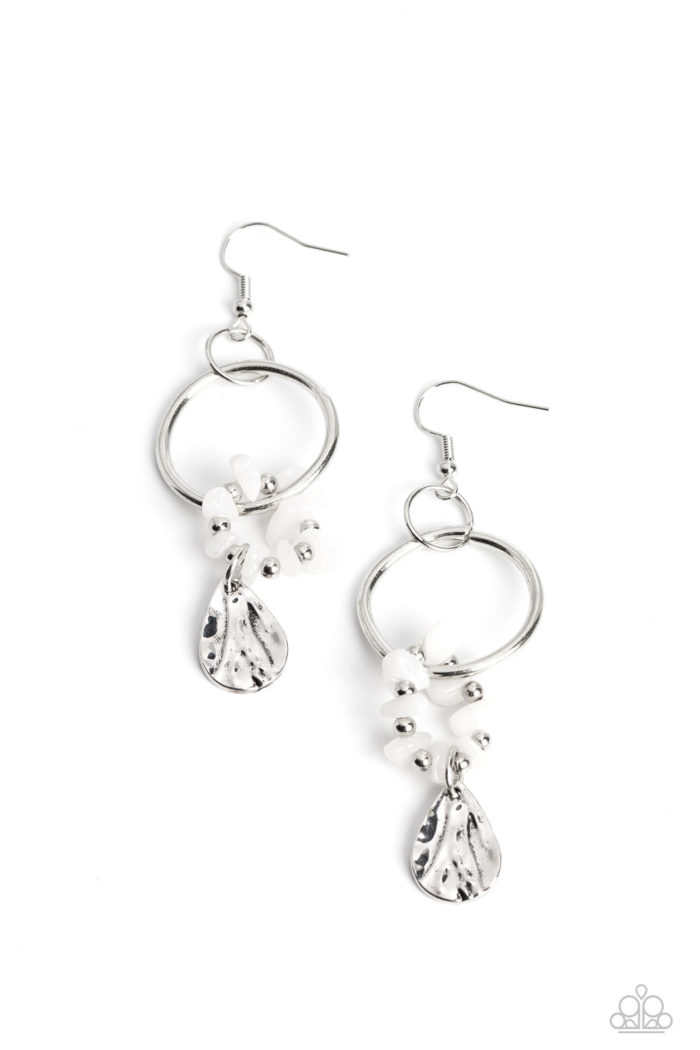 Paparazzi Fossil Flair - White Earrings