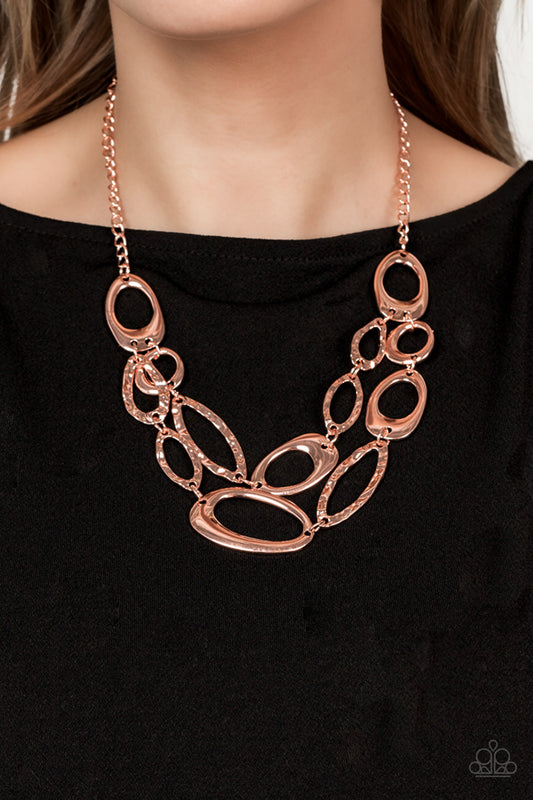 Paparazzi Game OVAL - Copper Necklace