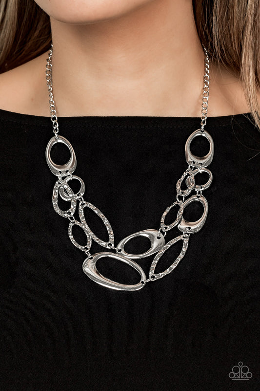 Game OVAL - Silver Paparazzi Necklace