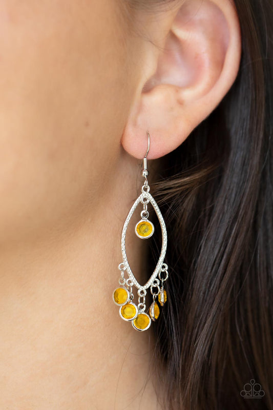 Glassy Grotto - Yellow - Paparazzi Earrings