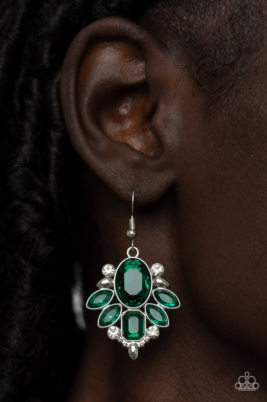 Paparazzi Glitzy Go-Getter - Green Earrings