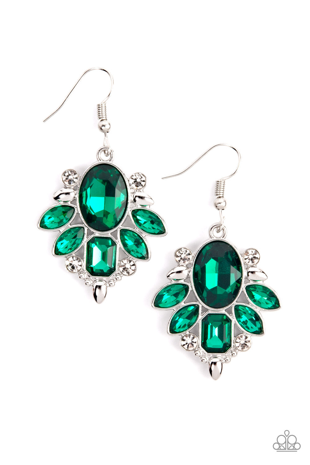 Paparazzi Glitzy Go-Getter - Green Earrings