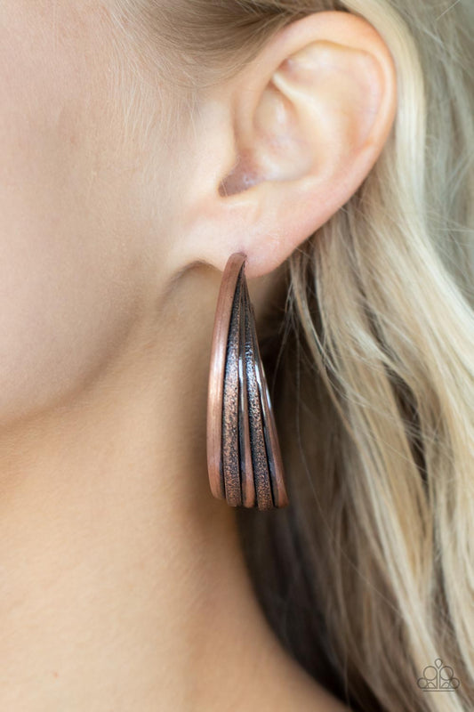 In Sync - Copper Paparazzi Earring