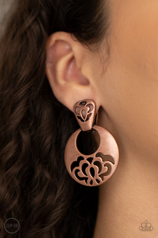 Paparazzi Industrial Eden - Copper Earrings Clip On