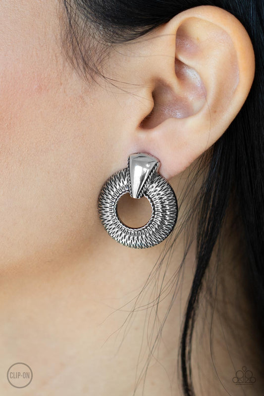 Industrial Innovator - Silver - Clip On Paparazzi Earrings