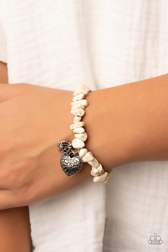 LOVE YOU TO PIECES - WHITE PAPARAZZI BRACELET