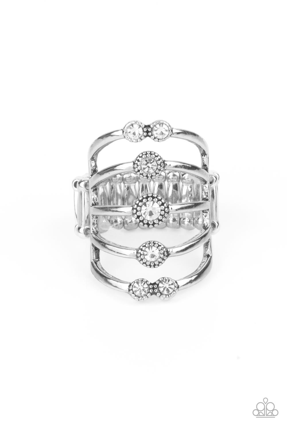 Layer On The Luster - White Paparazzi Ring