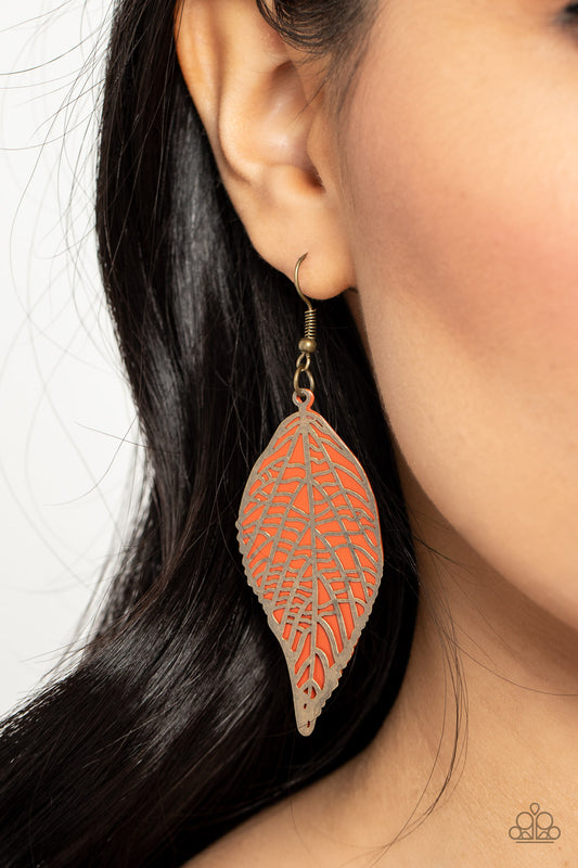 Paparazzi Leafy Luxury - Orange Earrings