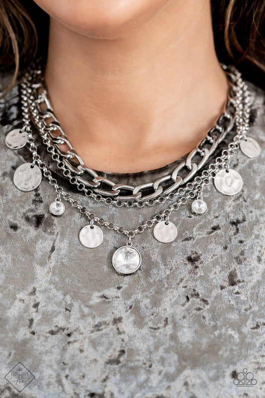 Industrial Noise - White Paparazzi Necklace