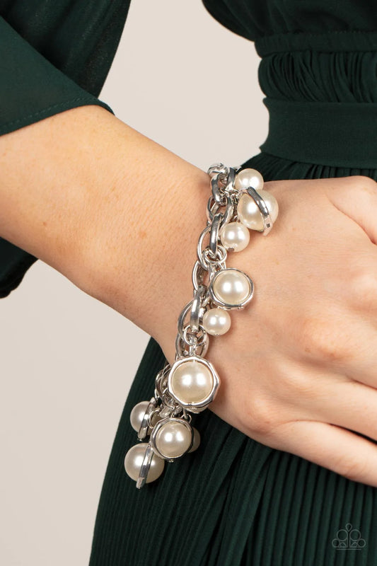 Orbiting Opulence - White Paparazzi Bracelet