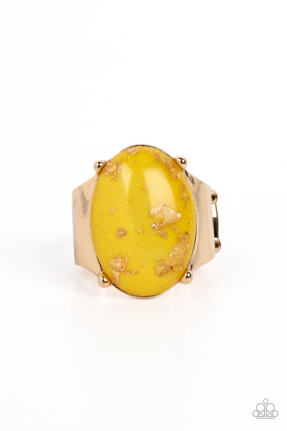 Gold Leaf Glam - Yellow Paparazzi Ring