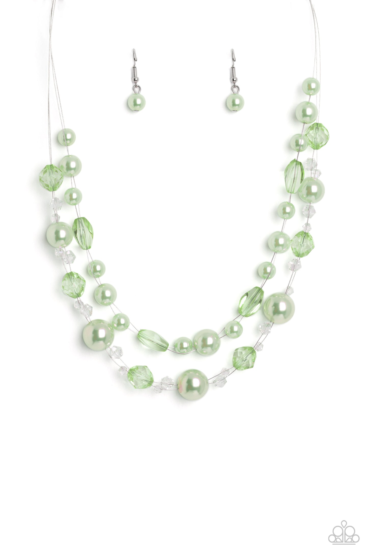 Paparazzi Parisian Pearls - Green Necklace