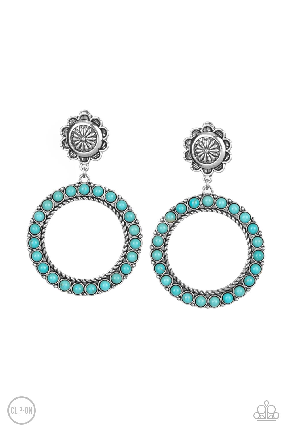 Paparazzi Playfully Prairie - Blue - Clip-On Earrings