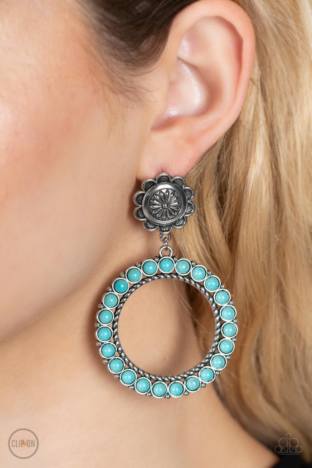 Paparazzi Playfully Prairie - Blue - Clip-On Earrings