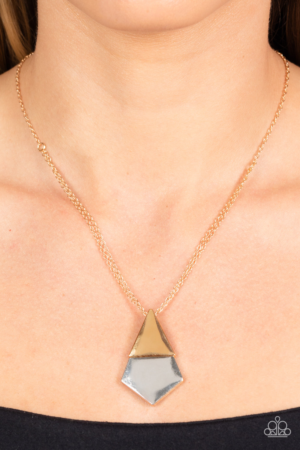 Posh Pyramid - Gold Paparazzi Necklace