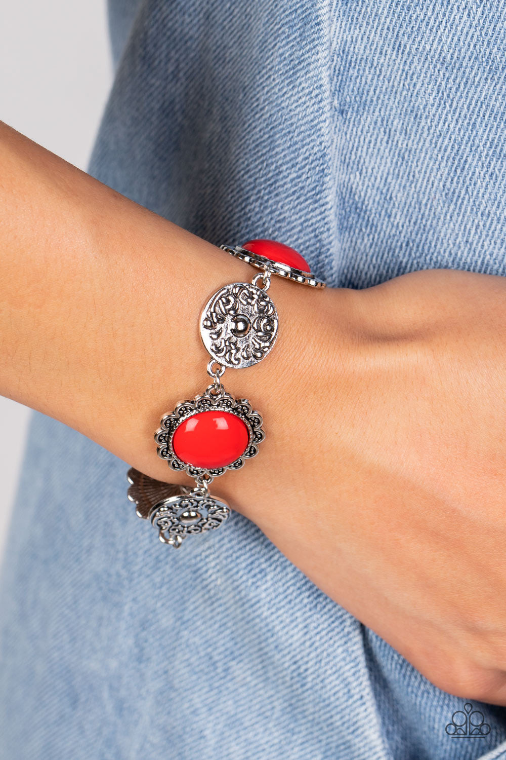 Paparazzi Positively Poppy - Red Bracelet