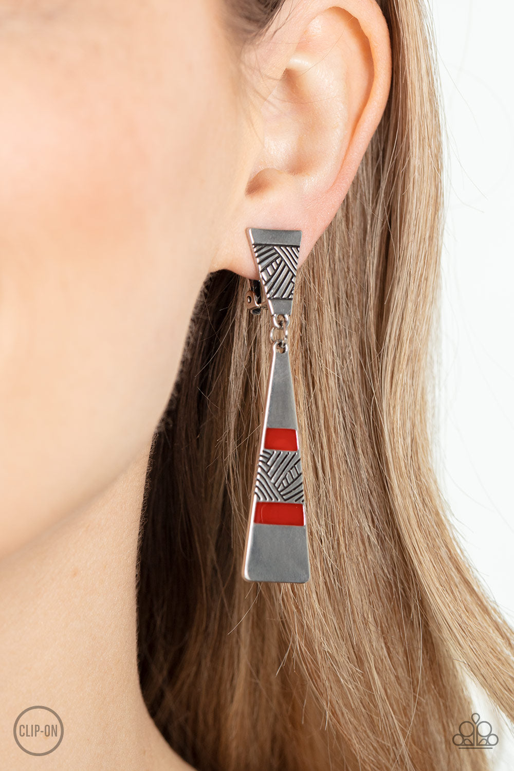 Paparazzi Safari Seeker - Red Earrings - Clip On