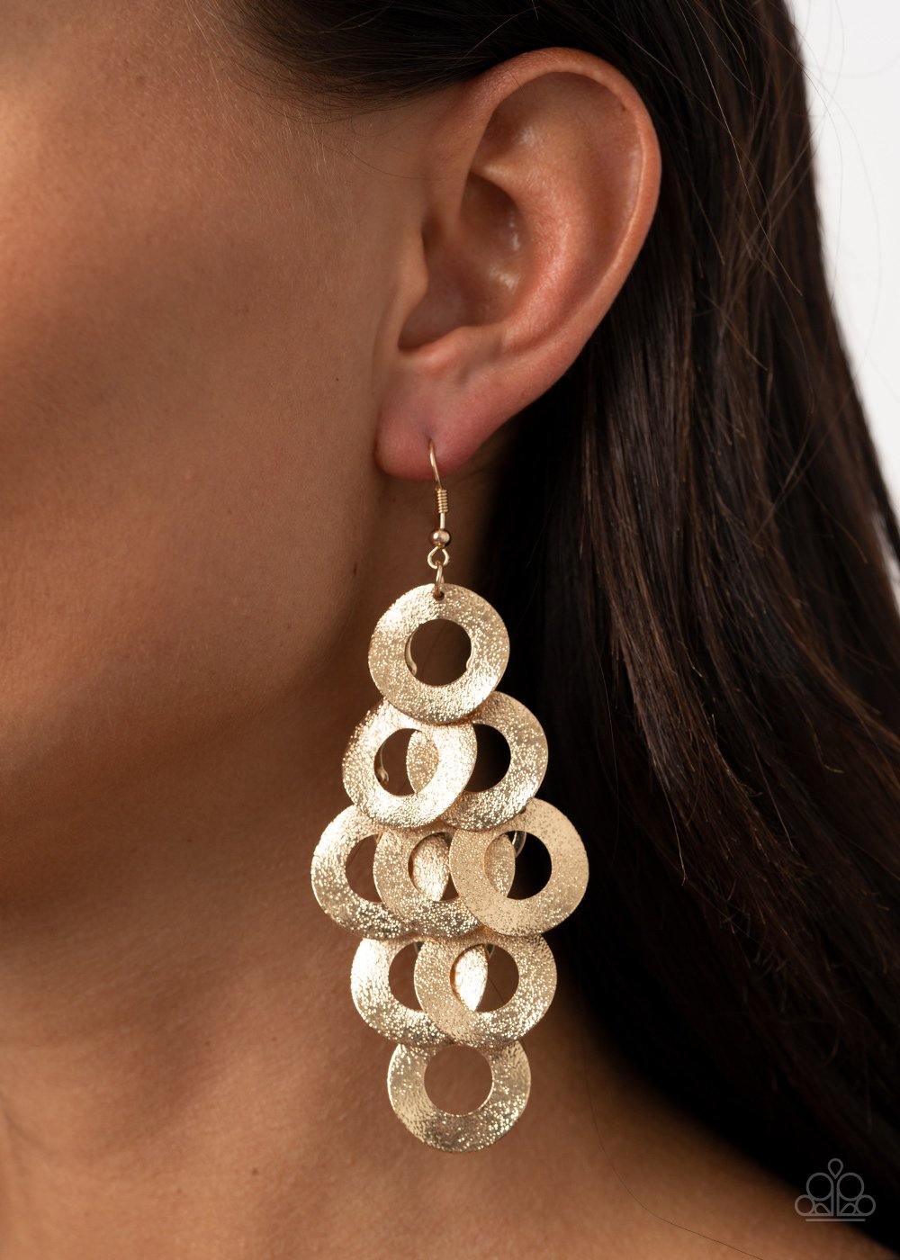 Scattered Shimmer - Gold Paparazzi Earrings