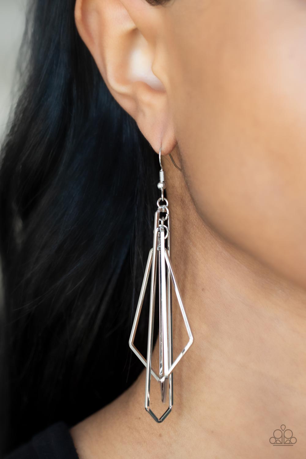 Shape Shifting Shimmer - Silver Paparazzi Earrings