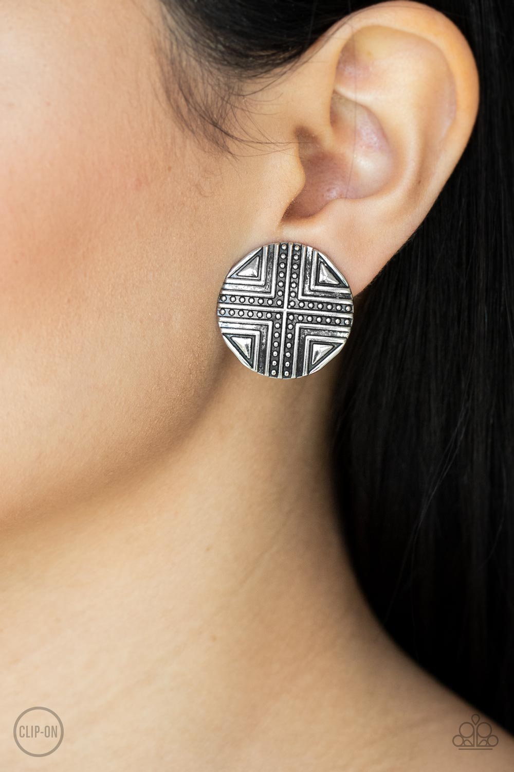 Paparazzi Shielded Shimmer - Silver Clip On Earrings