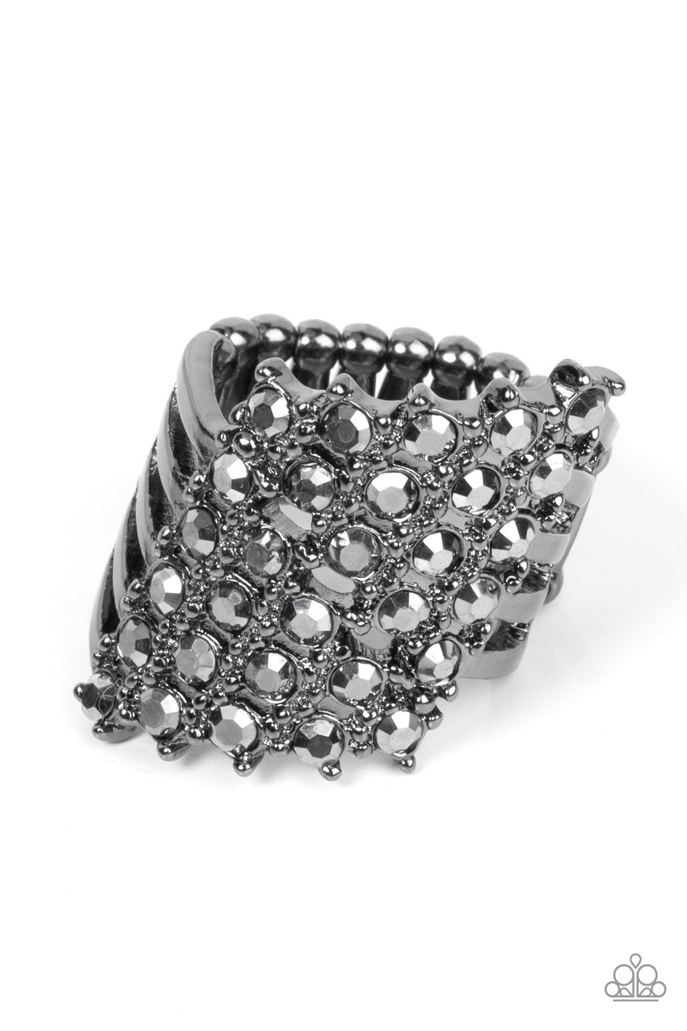 Slanted Smolder - Black Paparazzi Ring