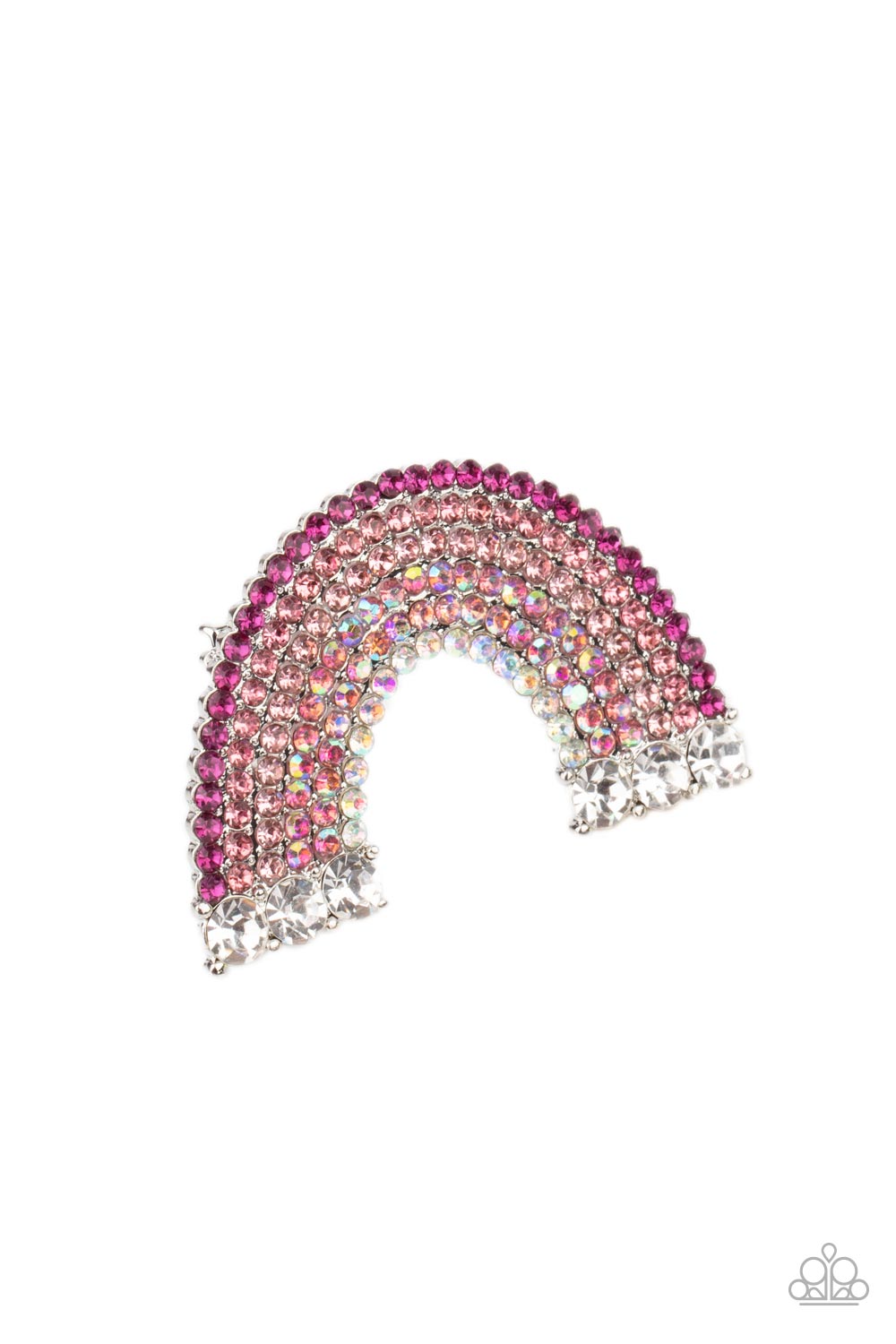 Paparazzi Somewhere Over The RHINESTONE Rainbow - Pink Hair Clip