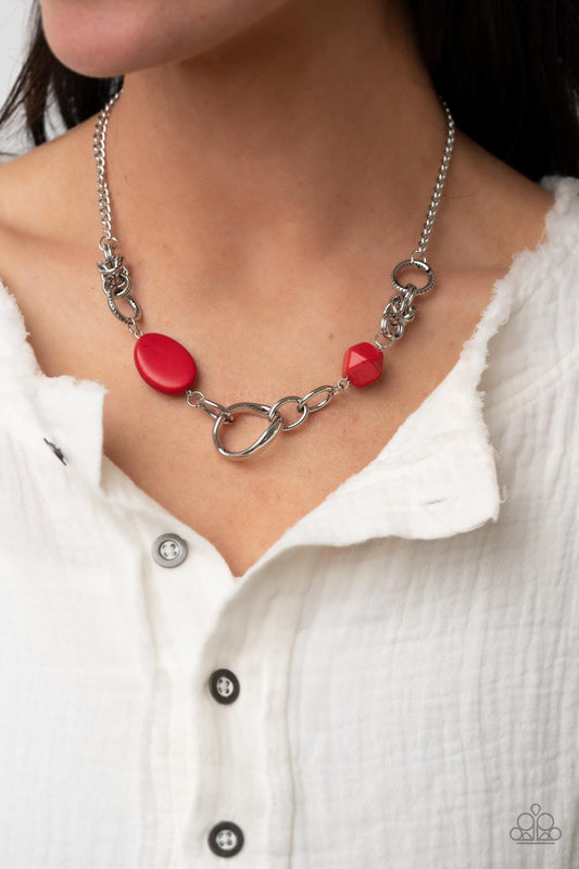 Sonoran Solo - Red Paparazzi Necklace