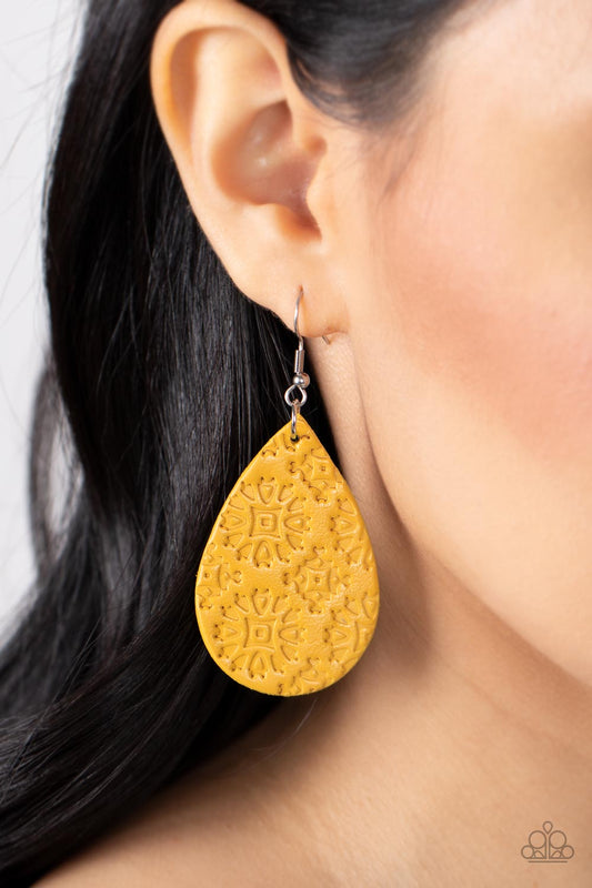 Paparazzi Stylishly Subtropical - Yellow Earrings