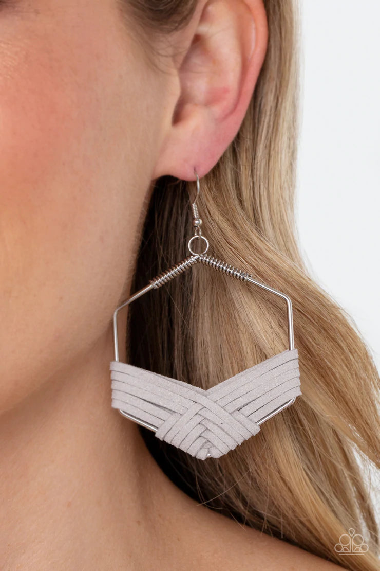 Paparazzi Suede Solstice - Silver Earrings