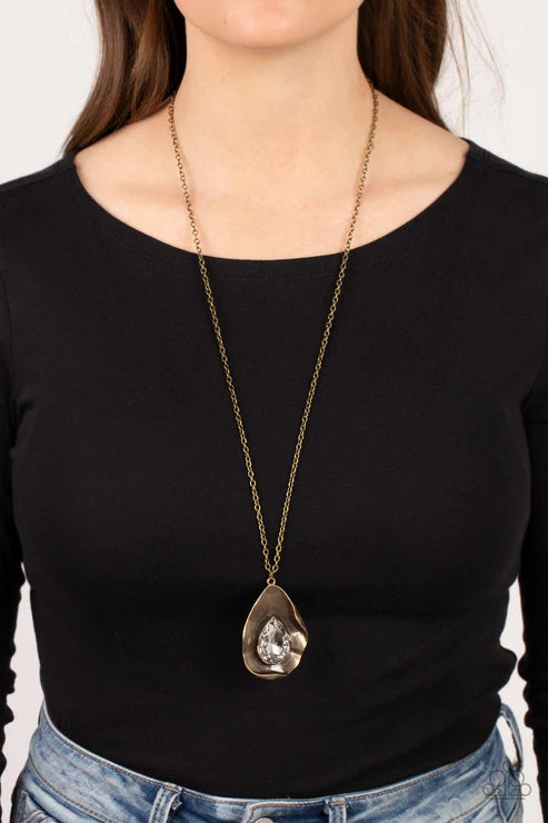 Surrealist Sparkle - Brass Paparazzi Necklace