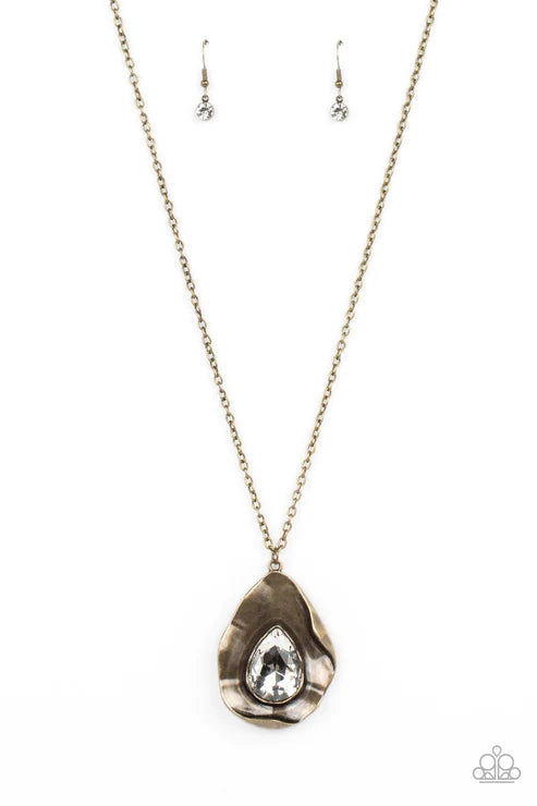 Surrealist Sparkle - Brass Paparazzi Necklace