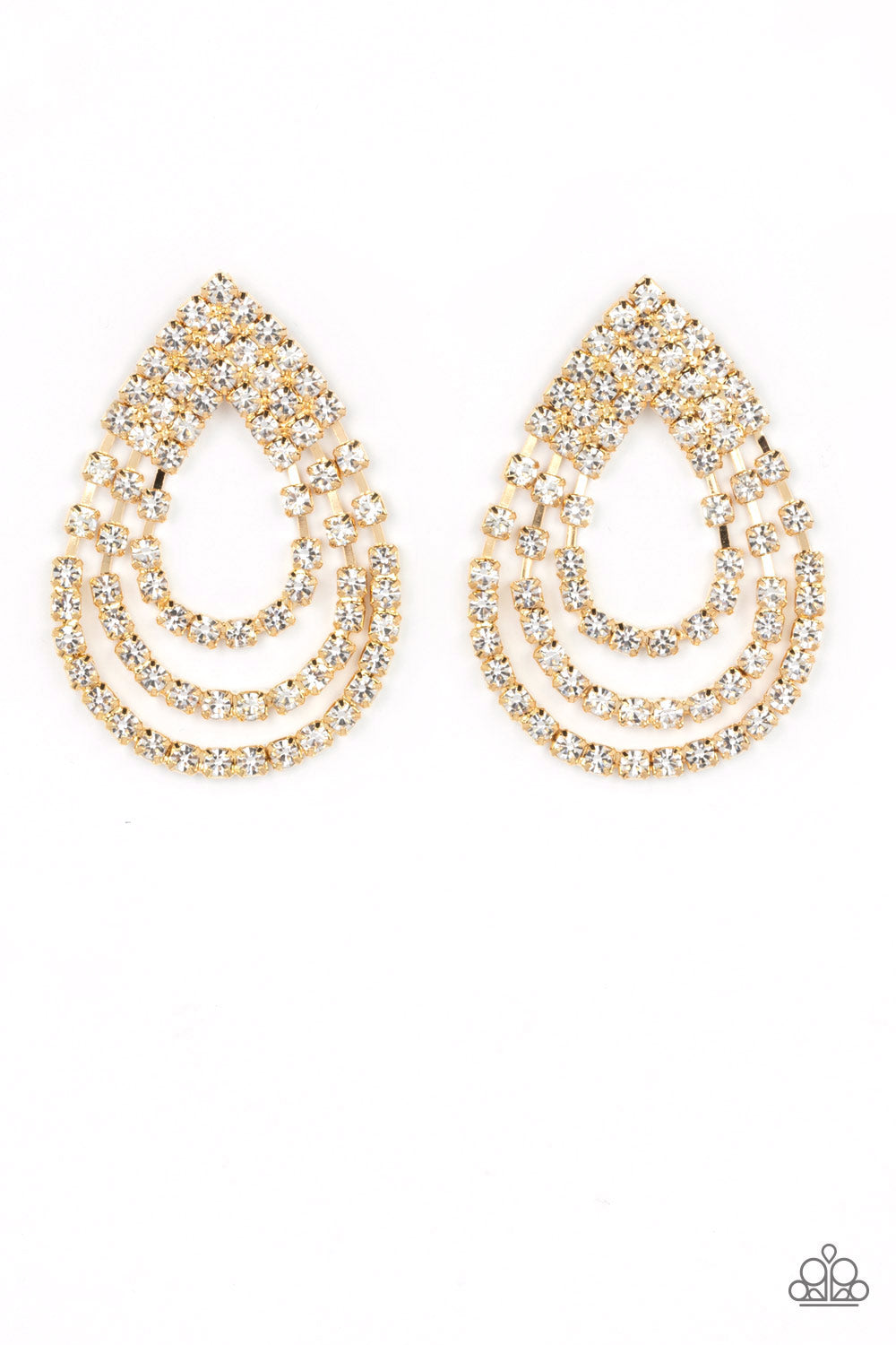 Take a POWER Stance - Gold Paparazzi Earrings