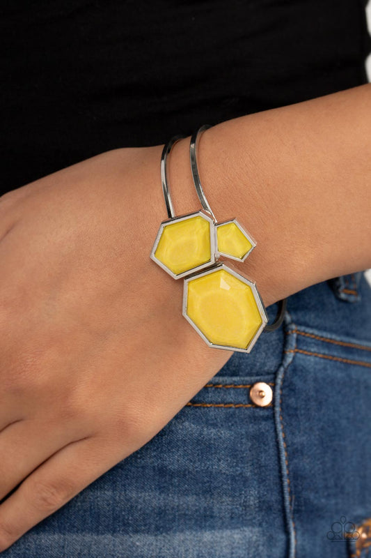 Tourist TRAPEZOID - Yellow Paparazzi Bracelet