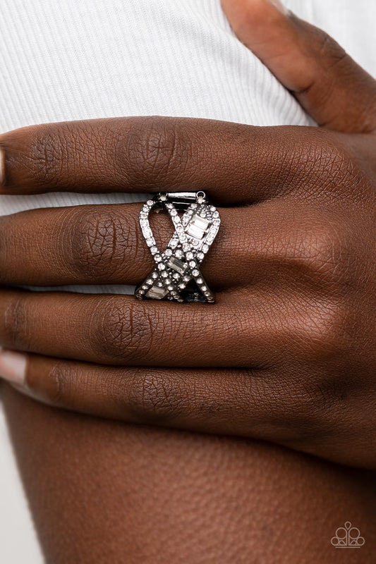 Triple Threat Twinkle - Black Paparazzi Ring